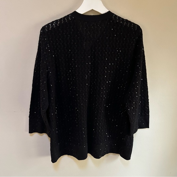 Coldwater Creek ~ new ~ Black Sequined 3/4 Sleeve Cardigan Sweater in size XL - Picture 5 of 9